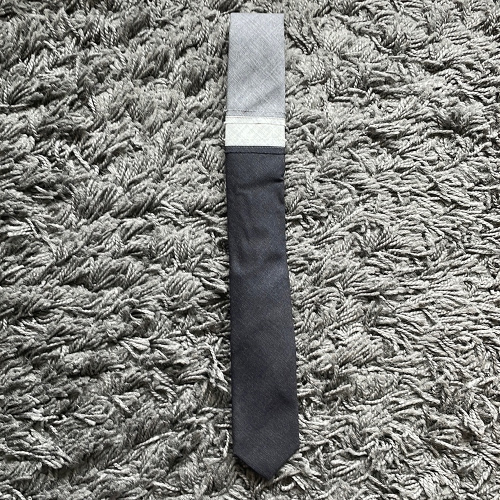 Black & Grey Skinny New Tie / silk-cotton-cashmere / by Tile of Work